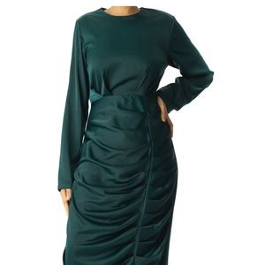 Emerald satin dress